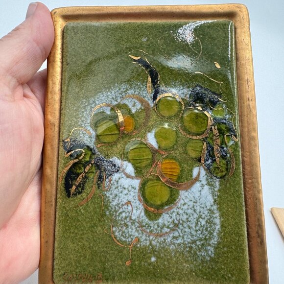 SASHA BRASTOFF  SIGNED MID CENTURY CERAMIC BOX ART Trinket - Picture 4 of 14